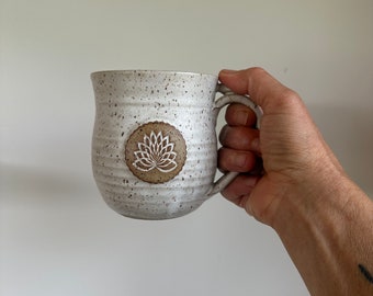 Lotus flower coffee mug cup tea yoga stoneware clay