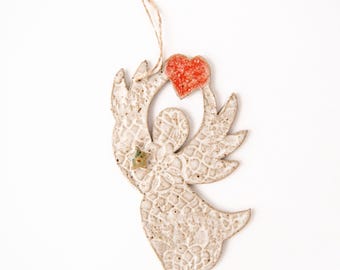 Holiday angel christmas ornament lace love star peace