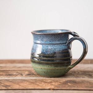 Blue and green Handthrown Pottery Mug