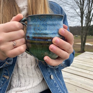 Blue and green Handthrown Pottery Mug