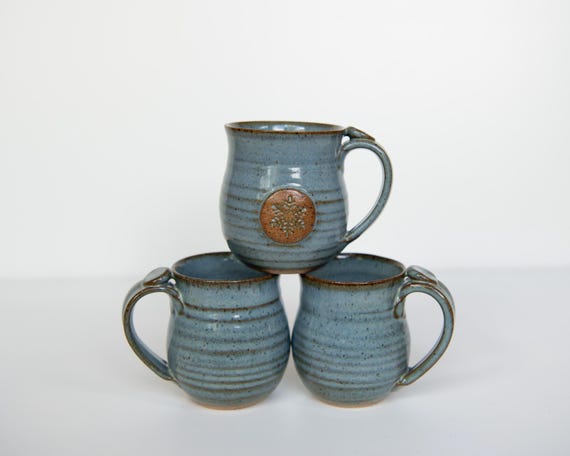 Pottery Espresso Mug Cup Snowflake winter mug thumb rest