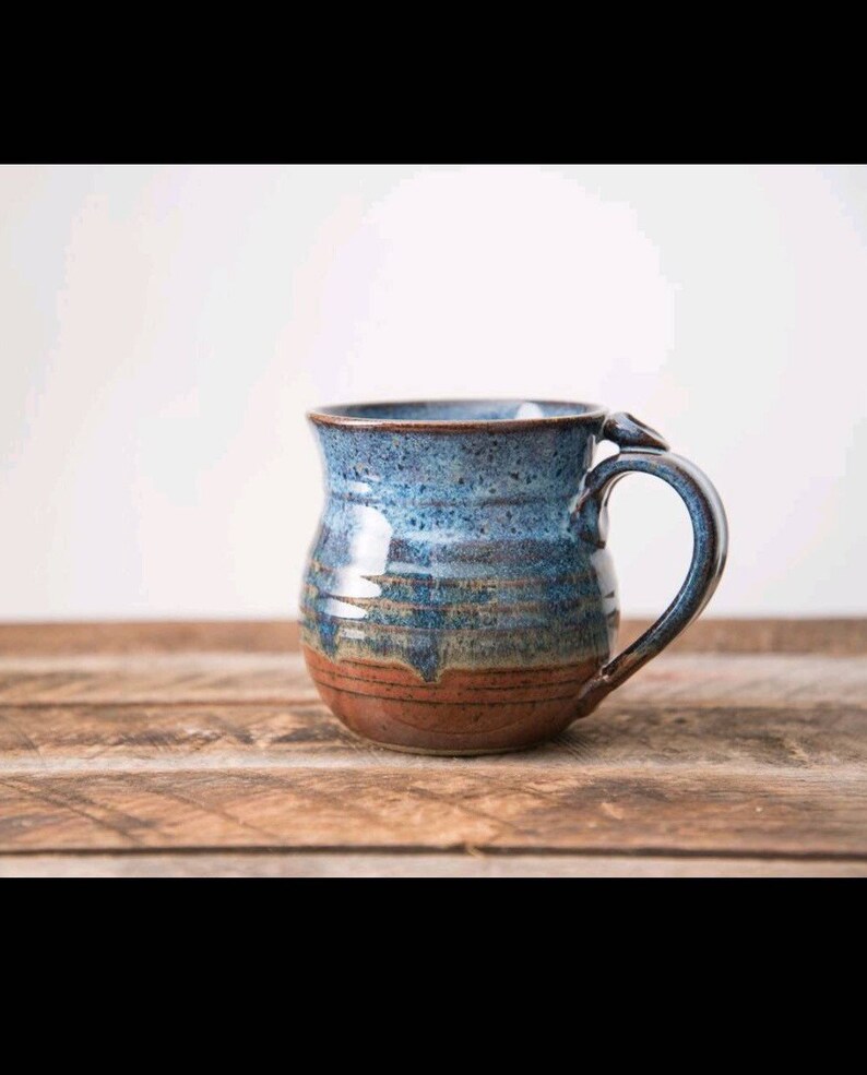 Blue Clay Coffee Cup Etsy