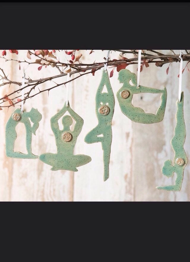 Yoga Pose Holiday Christmas Ornaments: forearm stand,camel, tree, med…