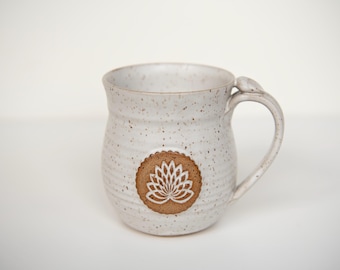 Lotus flower coffee mug cup tea yoga stoneware clay