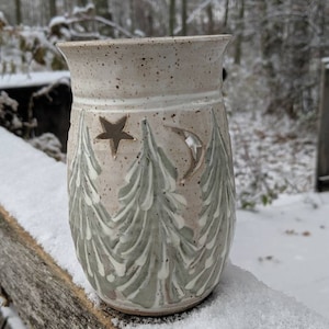 Holiday Winter Trees Star Cut Out Candle Holder   Votive Holiday