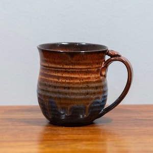 Earth Tones Ceramic Coffee Mug Brown and Blue