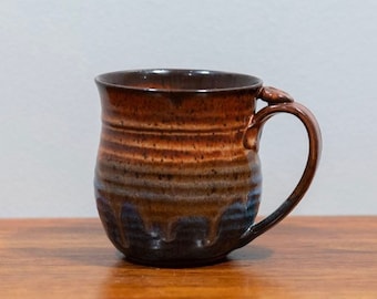 Earth Tones Ceramic Coffee Mug Brown and Blue