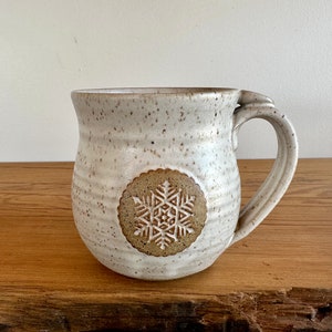 The Irene Pottery Mug snowflake winter coffee mug