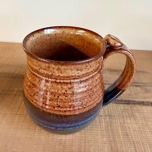 Earth Tones Ceramic Coffee Mug Brown and Blue