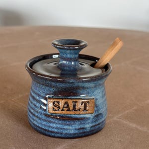 Sea Salt Jar with lid and wooden spoon- perfect for the home chef