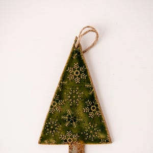 Handmade Pottery Christmas Tree Ornament, Green