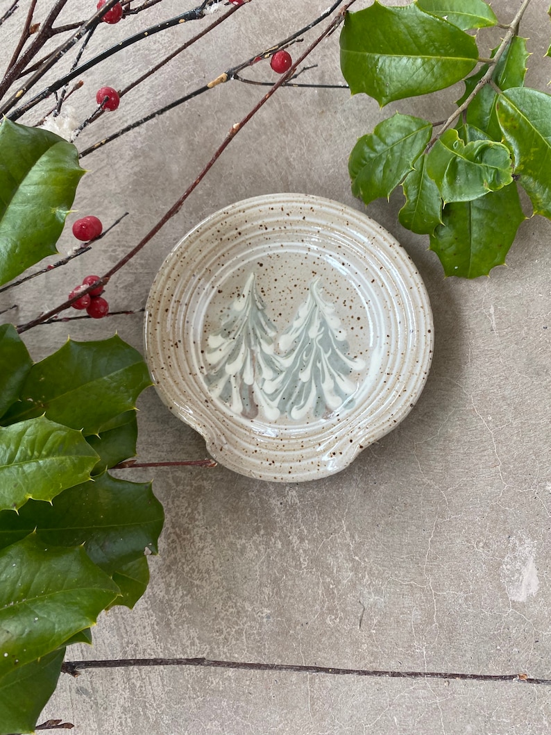 Winter Trees spoonrest spoon rest holiday pottery Etsy