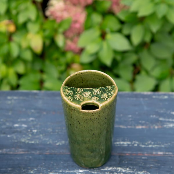 monstera travel mug pottery mug ceramic cup