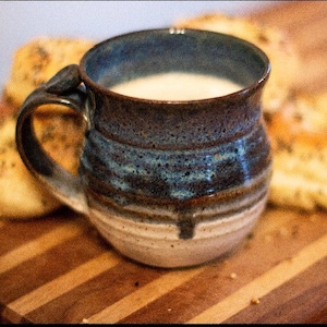 Navy Ceramic Coffee Mug and biscuits