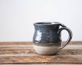 Coffee mug. Stoneware clay tea cup pottery mug thumb rest