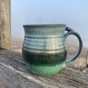 Blue and green Handthrown Pottery Mug