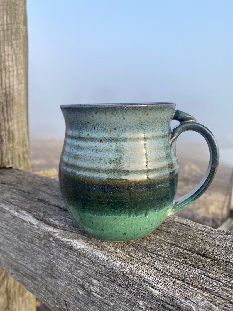 Blue and green Handthrown Pottery Mug