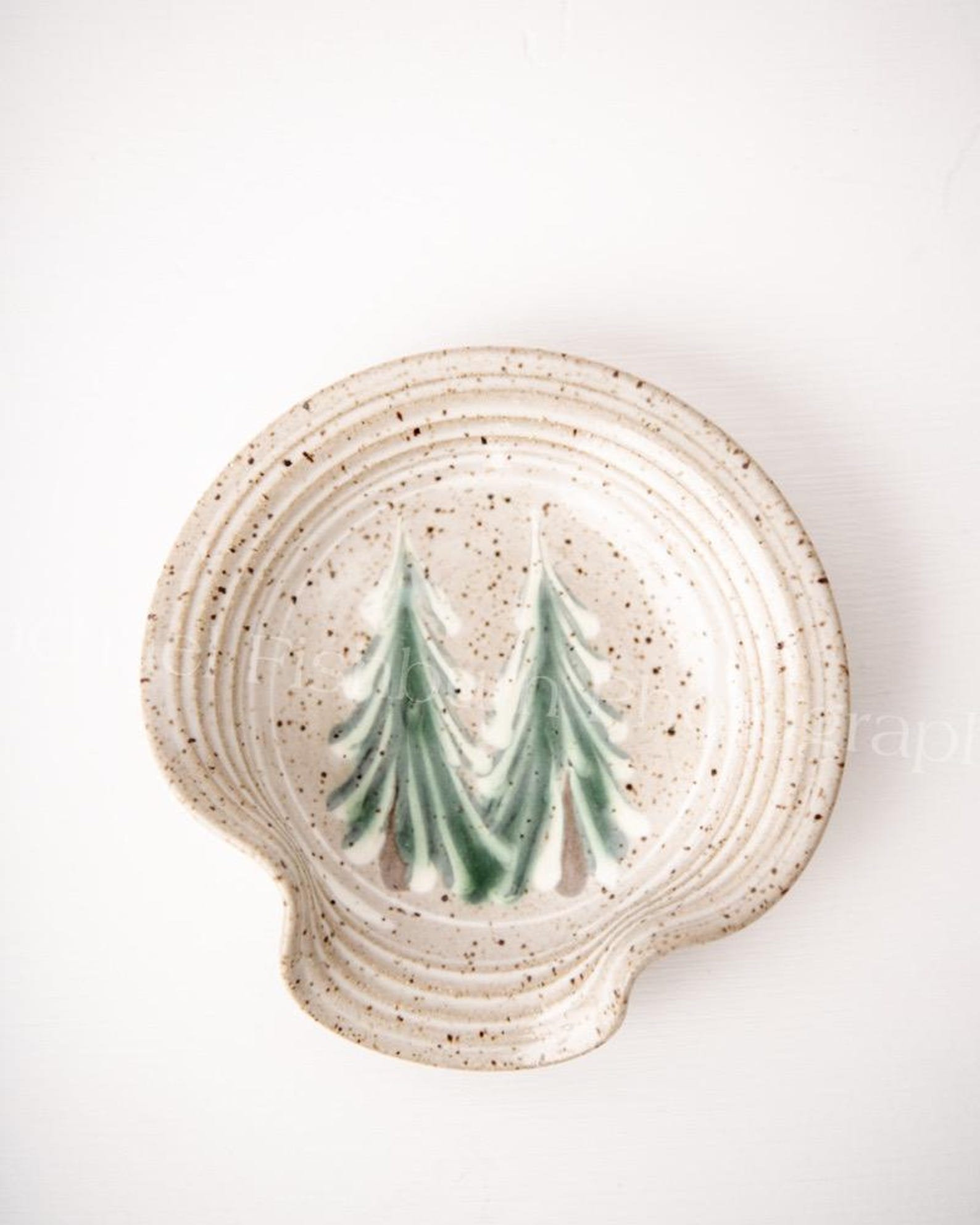 Ceramic Winter Trees spoon rest clay kitchen utensil holder