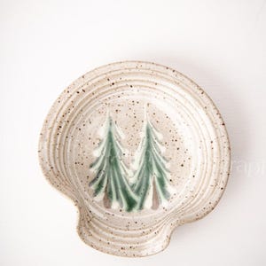 Ceramic Winter Trees spoon rest clay kitchen utensil holder