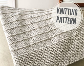 Blanket KNITTING PATTERN / On the Porch / Modern Baby Blanket Knitting / Throw Pattern for Worsted Yarn / Easy to Knit