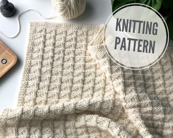 Blanket KNITTING PATTERN / These Days / Easy Baby Blanket Knitting Pattern / Easy to Knit Throw / Reversible Afghan for Worsted Yarn
