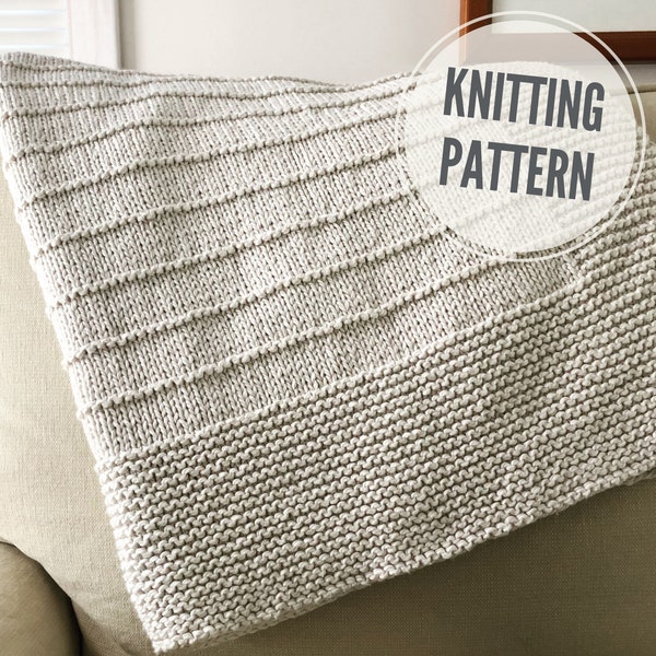 Blanket KNITTING PATTERN / On the Porch / Modern Baby Blanket Knitting / Throw Knitting / Afghan Pattern for Worsted Yarn / Easy to Knit