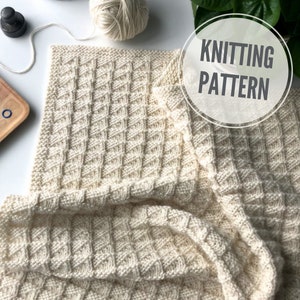 Blanket KNITTING PATTERN / These Days / Modern Baby Blanket Knitting Pattern / Easy to Knit Throw for Worsted Yarn / Reversible Blanket