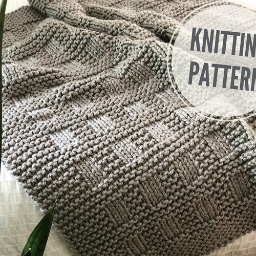 Easy Chunky Knit Blanket Pattern Small Knit Throw Knitting Etsy