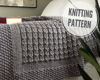Blanket KNITTING PATTERN / Over the Rooftops Blanket / Chunky Throw Knitting Pattern / Afghan Knit Pattern for Super Bulky Yarn