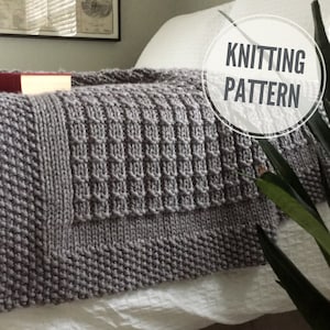 Blanket KNITTING PATTERN / Over the Rooftops Blanket / Chunky Throw Knitting Pattern / Afghan Knit Pattern for Super Bulky Yarn