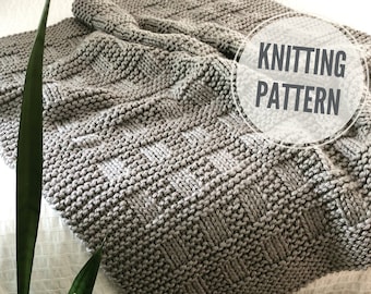 Blanket KNITTING PATTERN / Westport Blanket / Chunky Throw Knit Pattern / Modern Afghan Knitting Pattern for Super Bulky Yarn / Easy to Knit