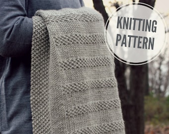 Blanket KNITTING PATTERN / Northern Trail / Throw Knitting Pattern / Baby Blanket Knitting Pattern for Worsted Yarn / Afghan Knit Pattern