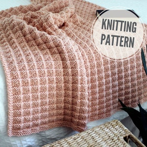 Blanket KNITTING PATTERN Reversible / Little Moments / Reversible Afghan Knit / Modern Throw Knitting Pattern for Bulky Yarn / Easy Knitting