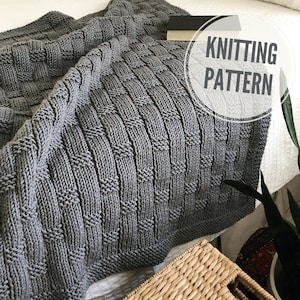 Blanket KNITTING PATTERN / All These Places / Afghan Knitting Pattern for Bulky Yarn / Modern Throw / Basket Weave Stitch Pattern