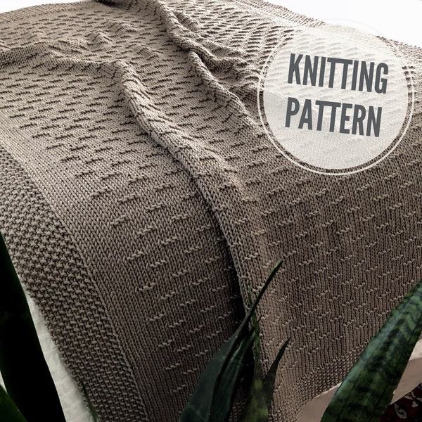 Blanket KNITTING PATTERN / Stay on the Ridge / Easy to Knit Throw / Baby Blanket Knit Pattern / Afghan Knitting for Worsted #4 Weight Yarn