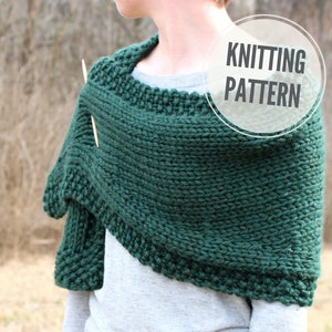 KNITTING PATTERN Shawl / A Bit of Good Luck / Easy Shawl Knitting Pattern / Knitting Pattern for Super Bulky Yarn / Wedding Wrap