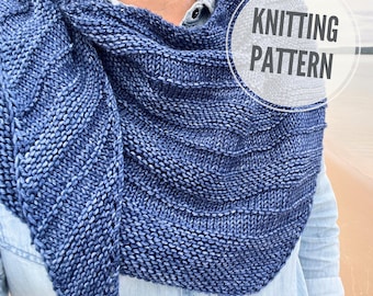 Shawl KNITTING PATTERN / Morning Walk / Wrap Knitting Pattern for Worsted 4 Weight Yarn / Easy to Knit Shawl Pattern