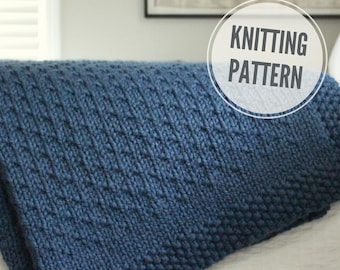 Blanket KNITTING PATTERN / Winter Dance / Afghan Knitting Pattern / Cozy Throw Knit Pattern for Super Bulky #6 Weight Yarn