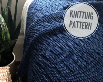 Blanket KNITTING PATTERN / Window Seat / Easy Knit Pattern / Throw Blanket Knitting Pattern for Worsted Weight Yarn / Modern Afghan