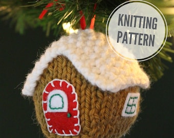 KNITTING PATTERN / Knit Christmas Ornament / Gingerbread House / PDF instant download / Knit Tutorial