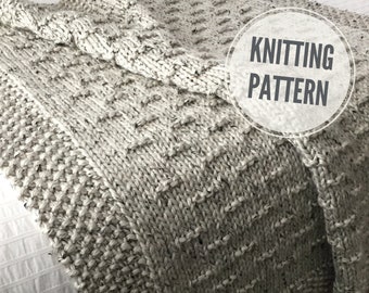 Blanket KNITTING PATTERN / Flint Hills / Chunky Throw Knit Pattern / Easy to Knit Afghan Pattern for Super Bulky Yarn