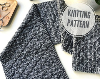Scarf KNITTING PATTERN / Get in Touch / Winter Scarf Knitting Pattern for Men or Women / Reversible Knit Pattern / Shawl Knitting Pattern