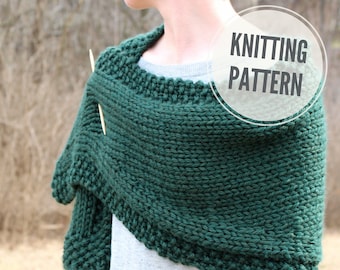 KNITTING PATTERN Shawl / Wrap / A Bit of Good Luck/ Shawl Knitting Pattern for Super Bulky Yarn / Easy to Knit Shawl Pattern / Knit Pattern