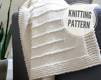 Blanket KNITTING PATTERN / State Line Blanket / Easy to Knit Afghan Pattern / Throw Knitting Pattern for Super Bulky Yarn / Super Chunky