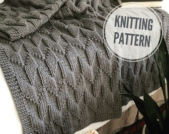 Blanket KNITTING PATTERN / Together Again / Reversible Afghan Knit Pattern / Throw Knitting Pattern for Bulky Yarn / PDF Instant Download