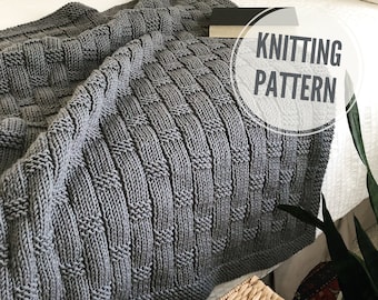 Blanket KNITTING PATTERN / All These Places / Afghan Knit Pattern / Throw Knitting Pattern for Bulky #5 Weight Yarn / Basketweave Stitch