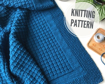Blanket KNITTING PATTERN / Look for Happiness / Modern Afghan Knitting Pattern / Baby Blanket Knit Pattern / Worsted or Aran Weight Yarn