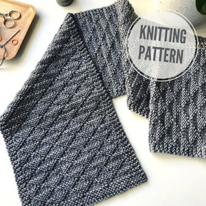 Scarf KNITTING PATTERN / Get in Touch / Winter Scarf Knitting Pattern for Men or Women / Reversible Knit Pattern / Shawl Knitting Pattern