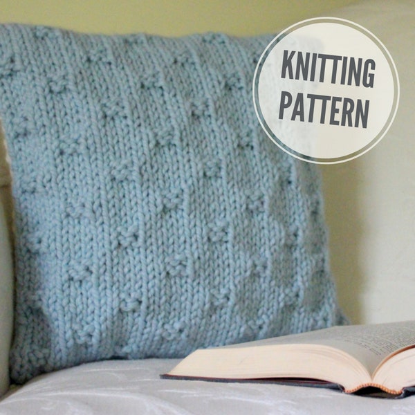 KNITTING PATTERN / Pillow / Cushion / Quick & Easy Knit / Super Bulky Yarn / PDF instant download / Wedding Birthday Christmas Gift Idea