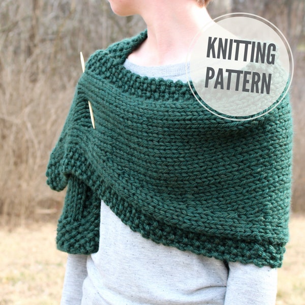 KNITTING PATTERN Shawl / Wrap / A Bit of Good Luck/ Shawl Knitting Pattern for Super Bulky Yarn / Easy to Knit Shawl Pattern / Knit Pattern